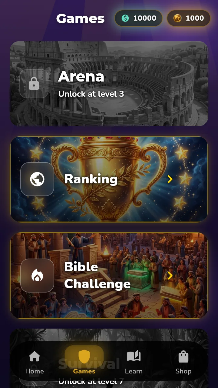 Elpia Seven game modes screen