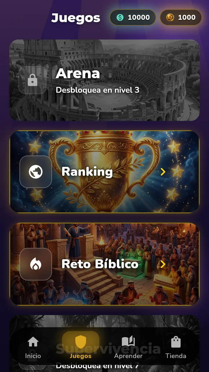 Pantalla de modos de juego de Elpia Seven