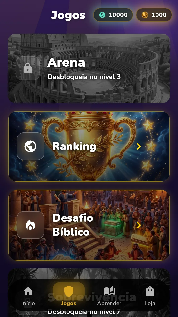 Tela de modos de jogo de Elpia Seven